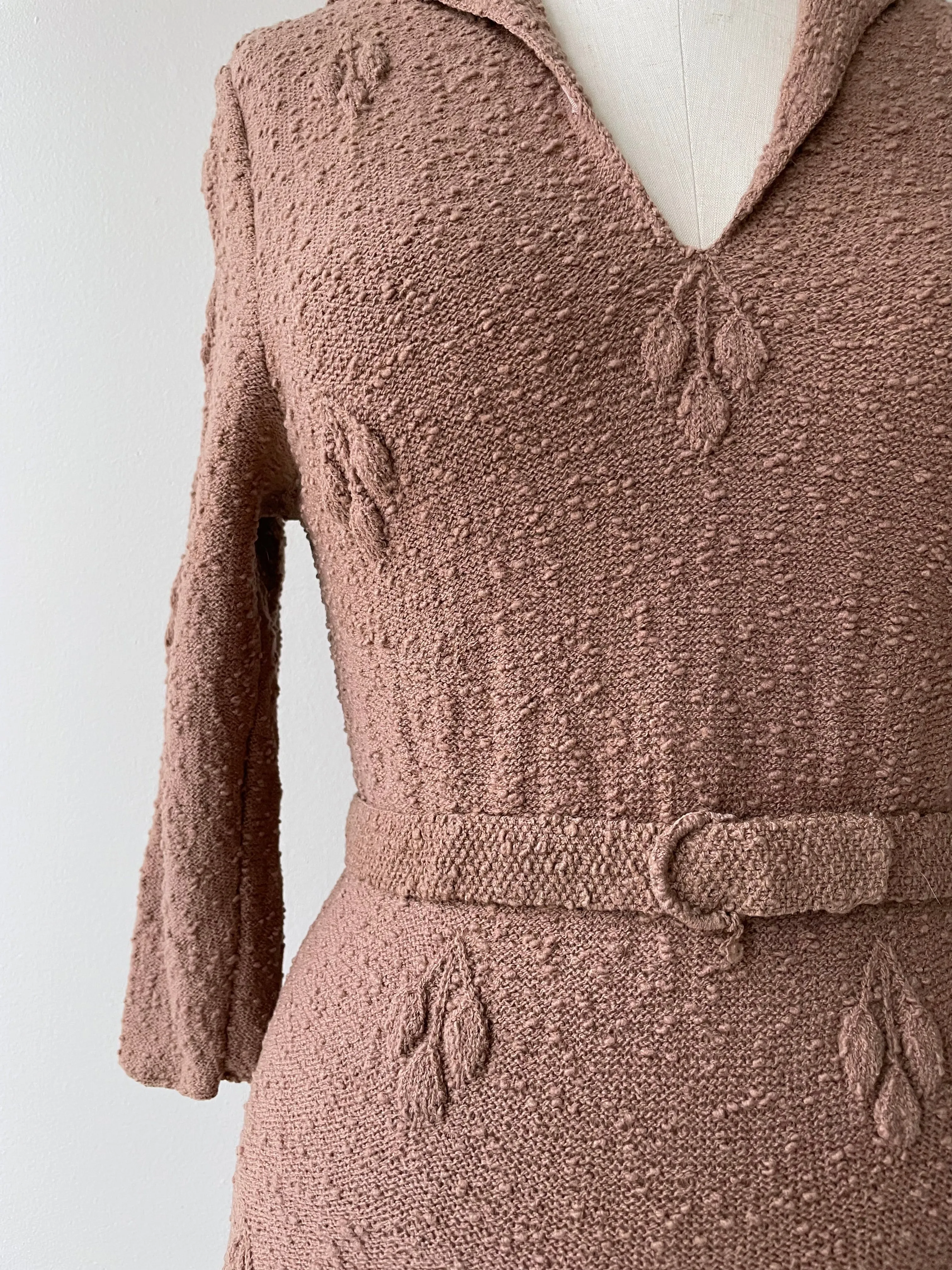 1930s Boucle Wool Knit Dress