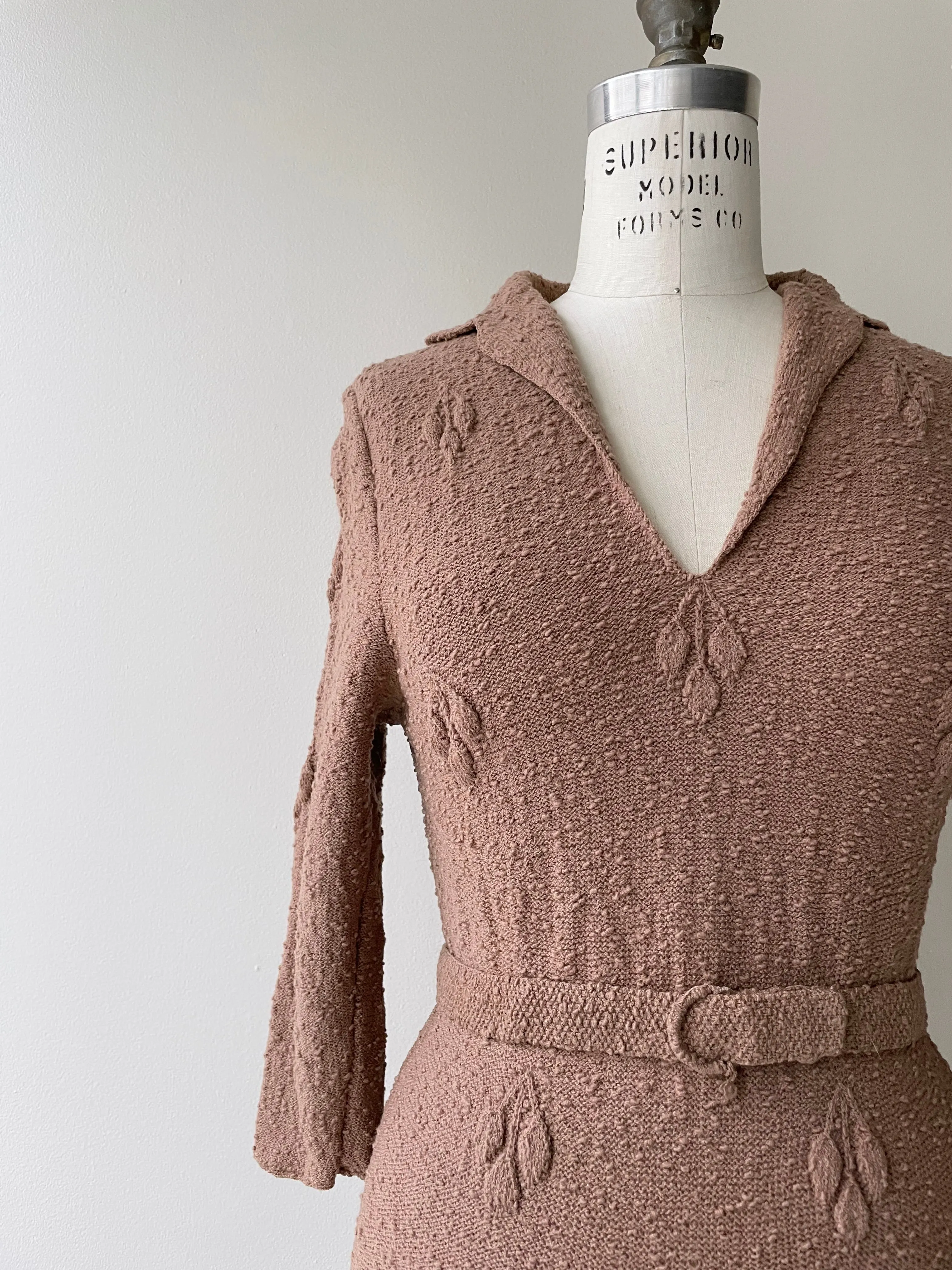 1930s Boucle Wool Knit Dress