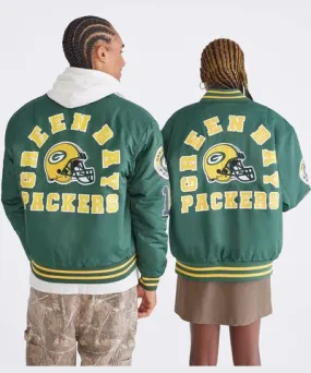 Aeropostale Green Bay Packers Helmet Bomber Jacket