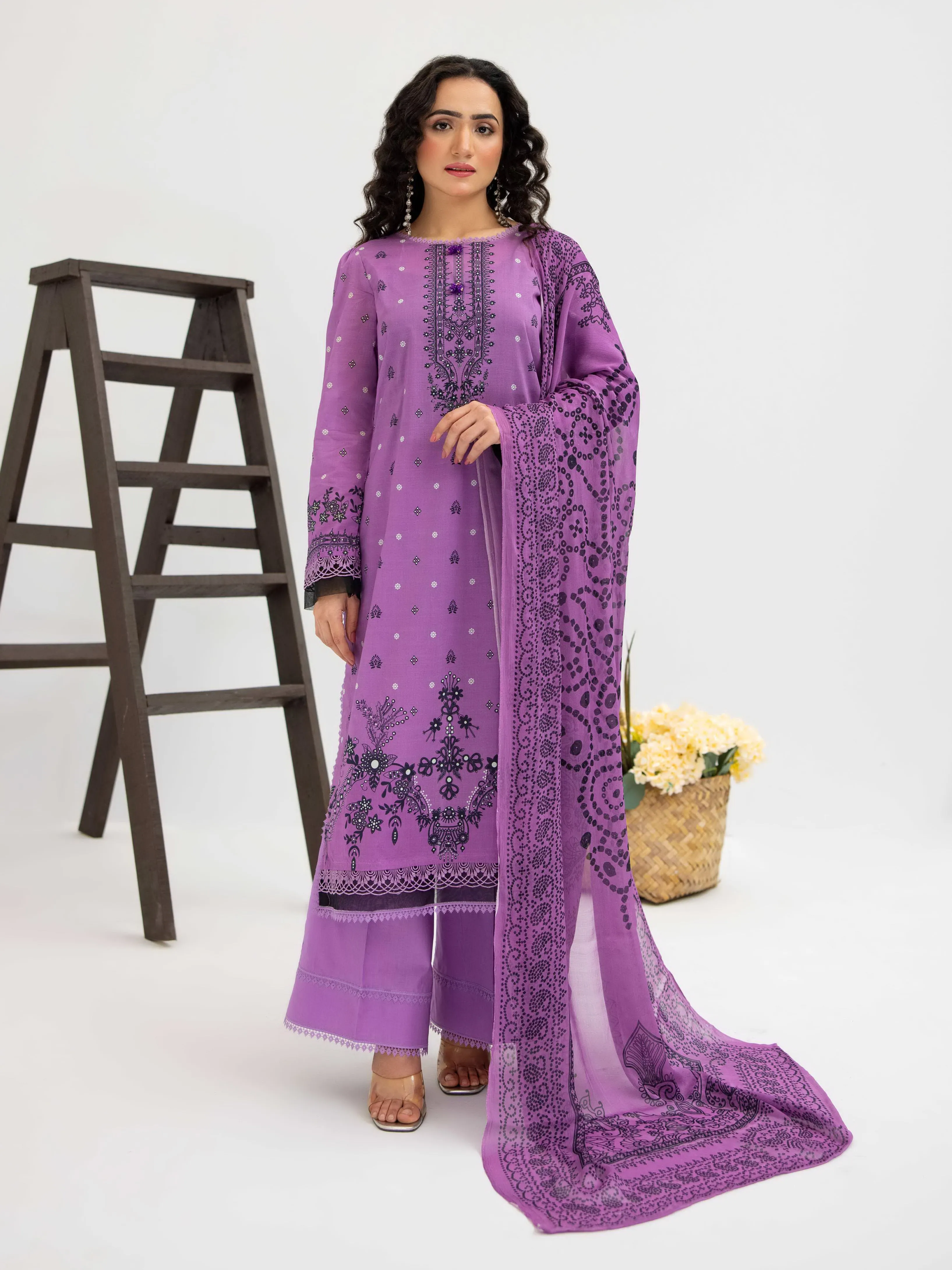 Al Kareem Gul-e-Lala Digital Printed Lawn Unstitched 3Pc Suit D-2573