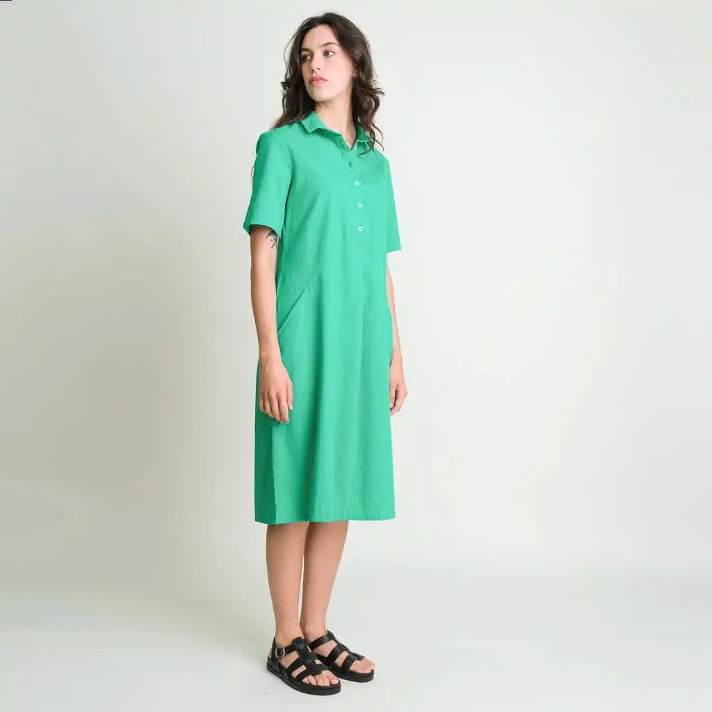 Alexa Linen & Cotton Shirt Dress | Mint