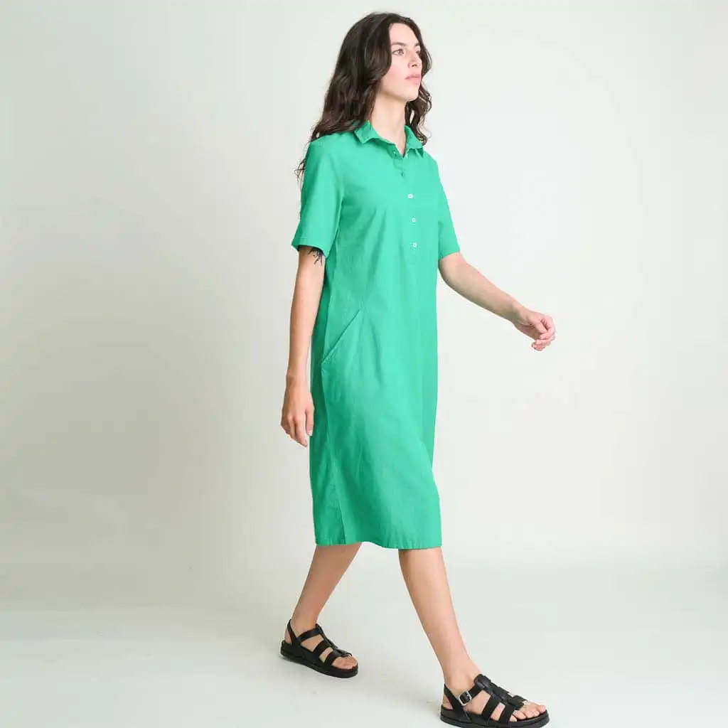 Alexa Linen & Cotton Shirt Dress | Mint