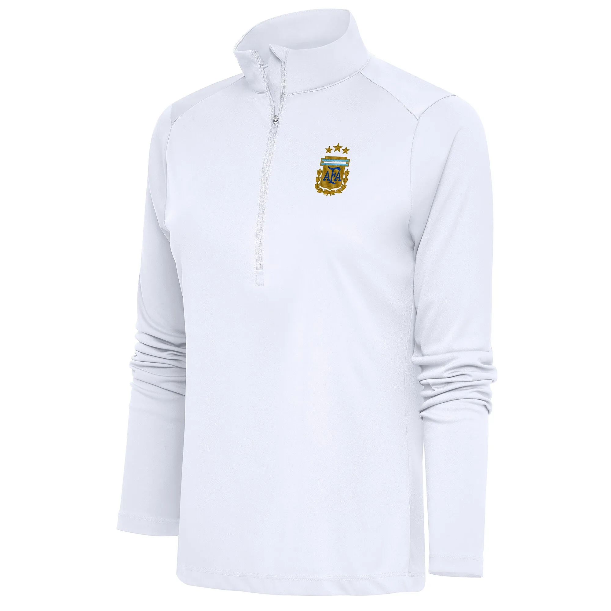 Antigua Argentina National Team Women's White Tribute Half-Zip Pullover Top