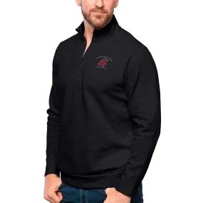 Antigua Washington State Cougars Heather Black Gambit Quarter-Zip Pullover Top