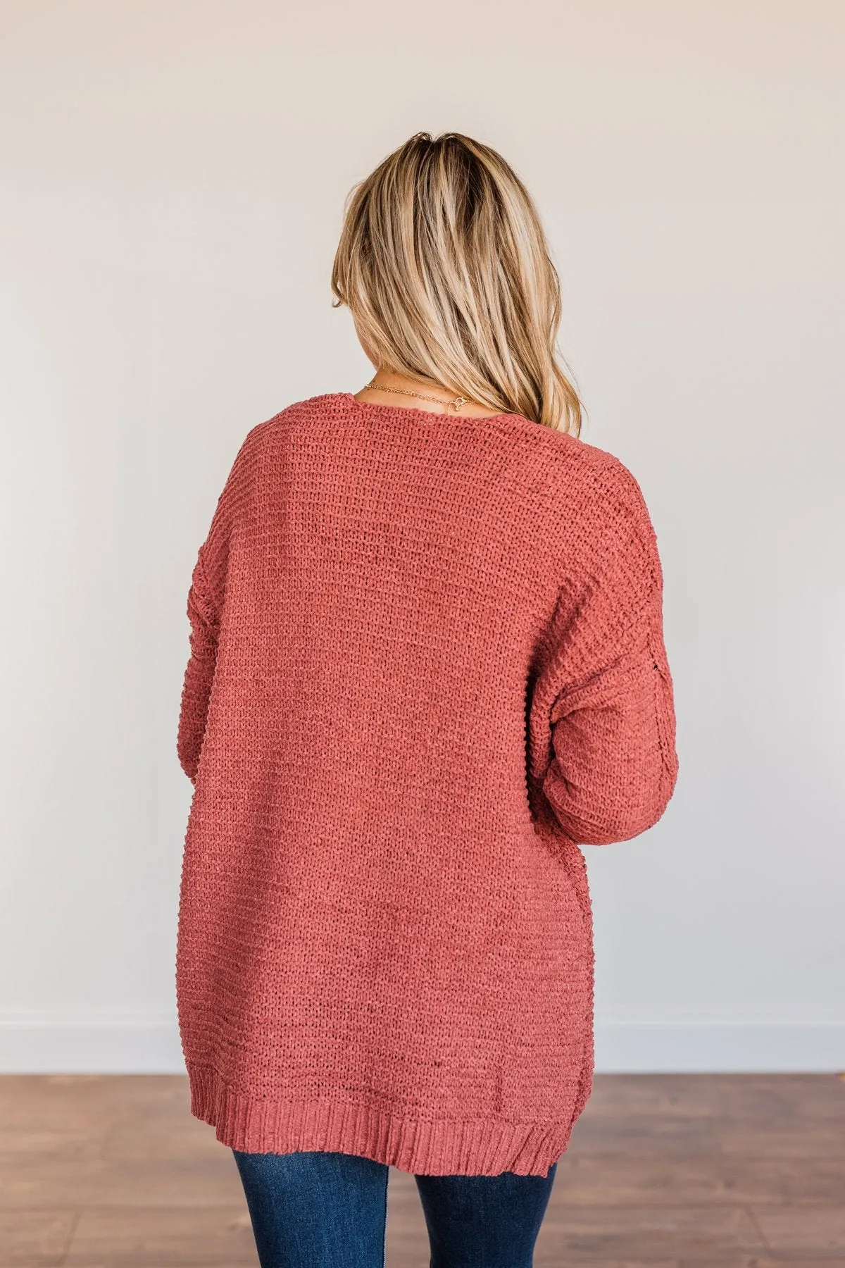 Apple Spice Knit Cardigan- Brick