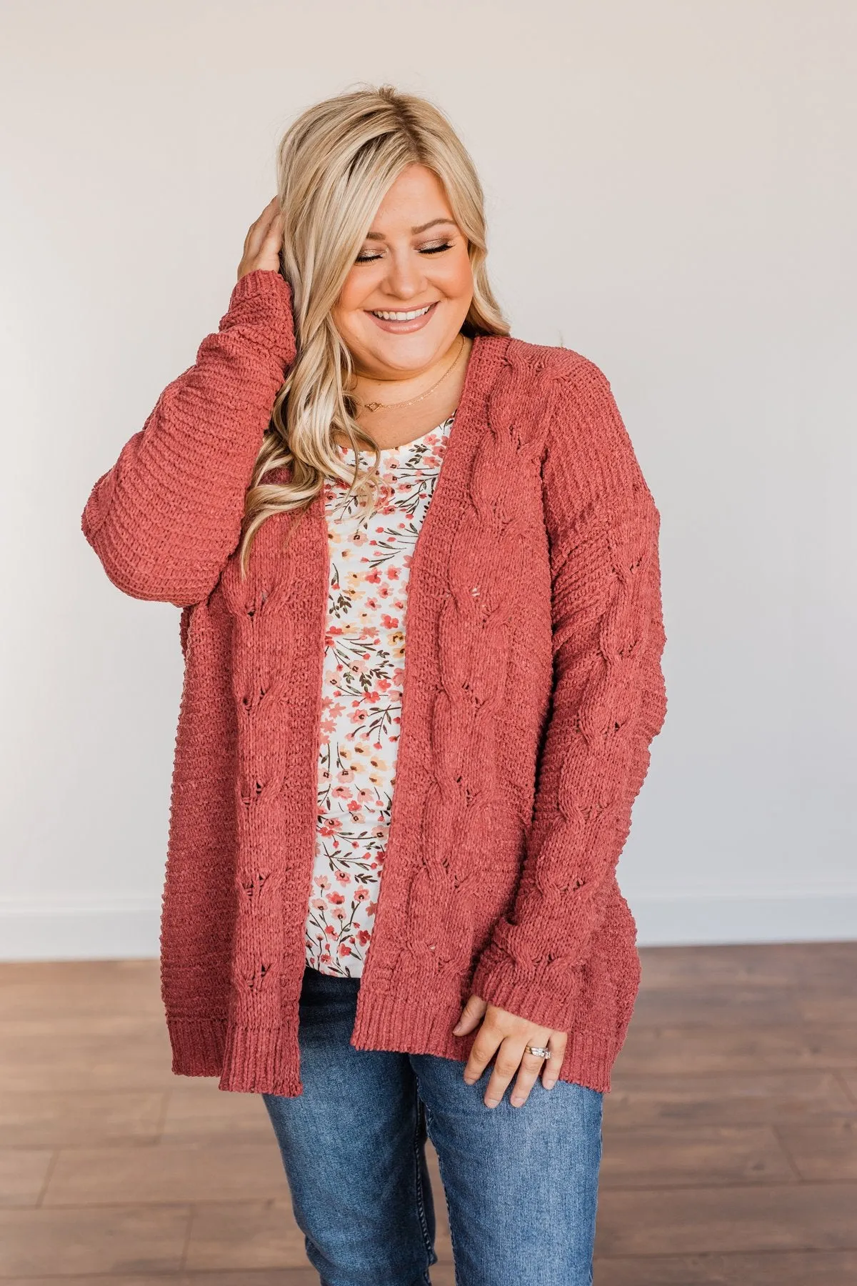 Apple Spice Knit Cardigan- Brick