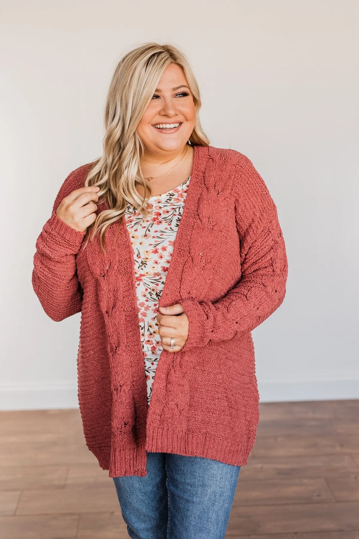 Apple Spice Knit Cardigan- Brick