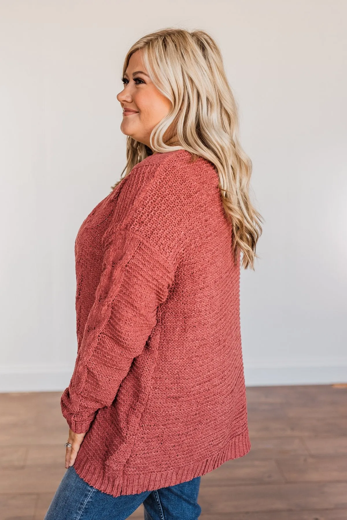 Apple Spice Knit Cardigan- Brick