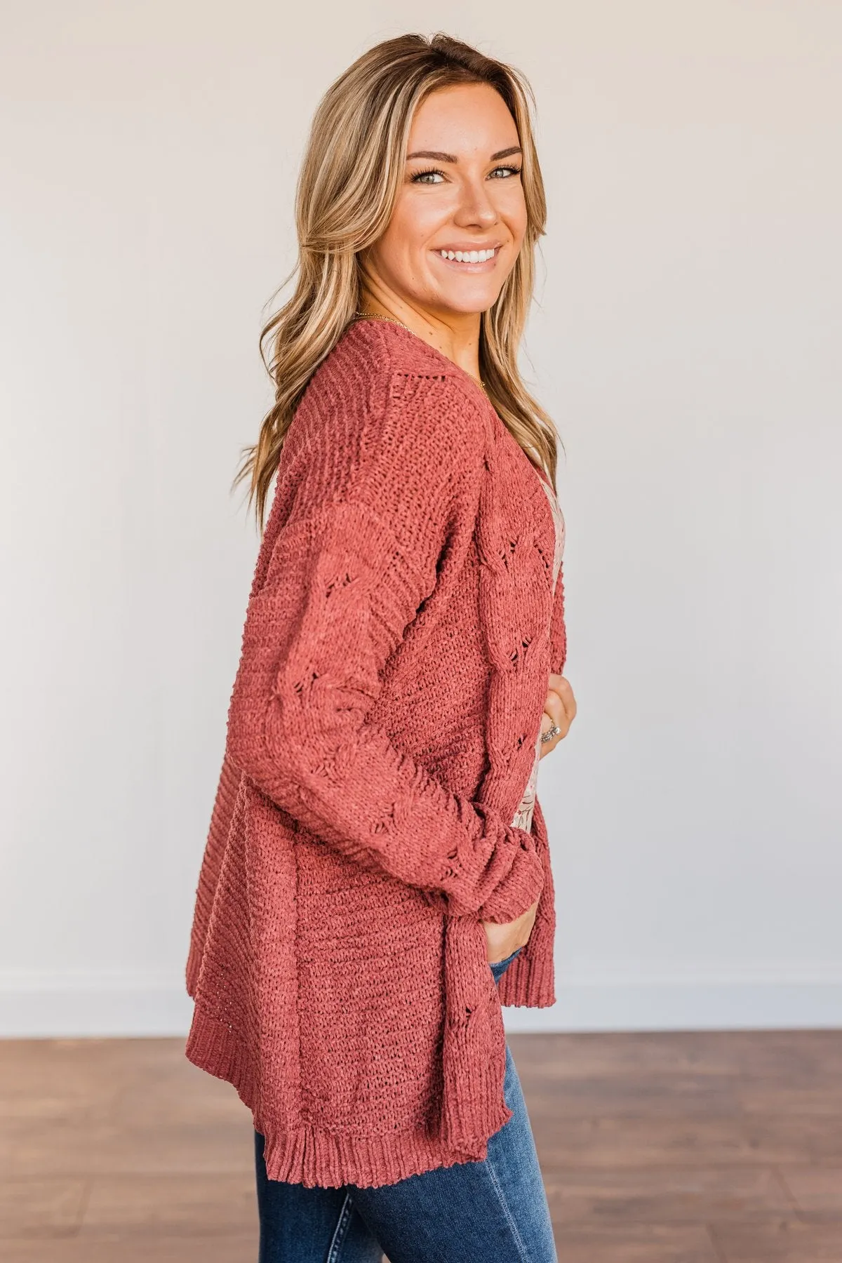 Apple Spice Knit Cardigan- Brick