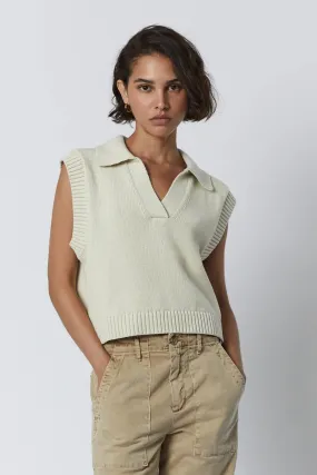 AVALON CHUNKY PIMA COTTON SWEATER VEST IN FLAX