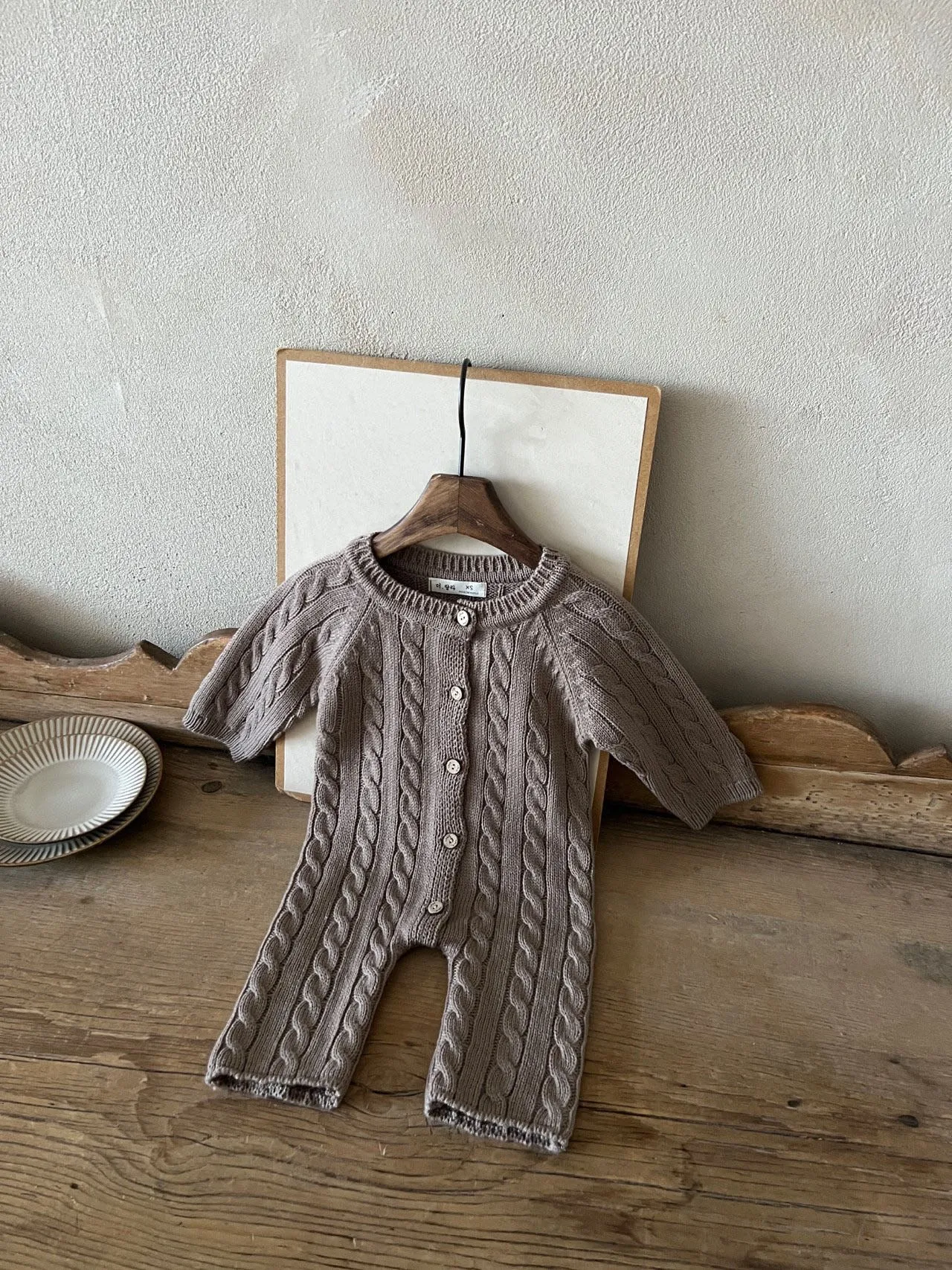 Baby Cable Knit Sweater Long Sleeve Jumpsuit (0-24m) - 3 Colors