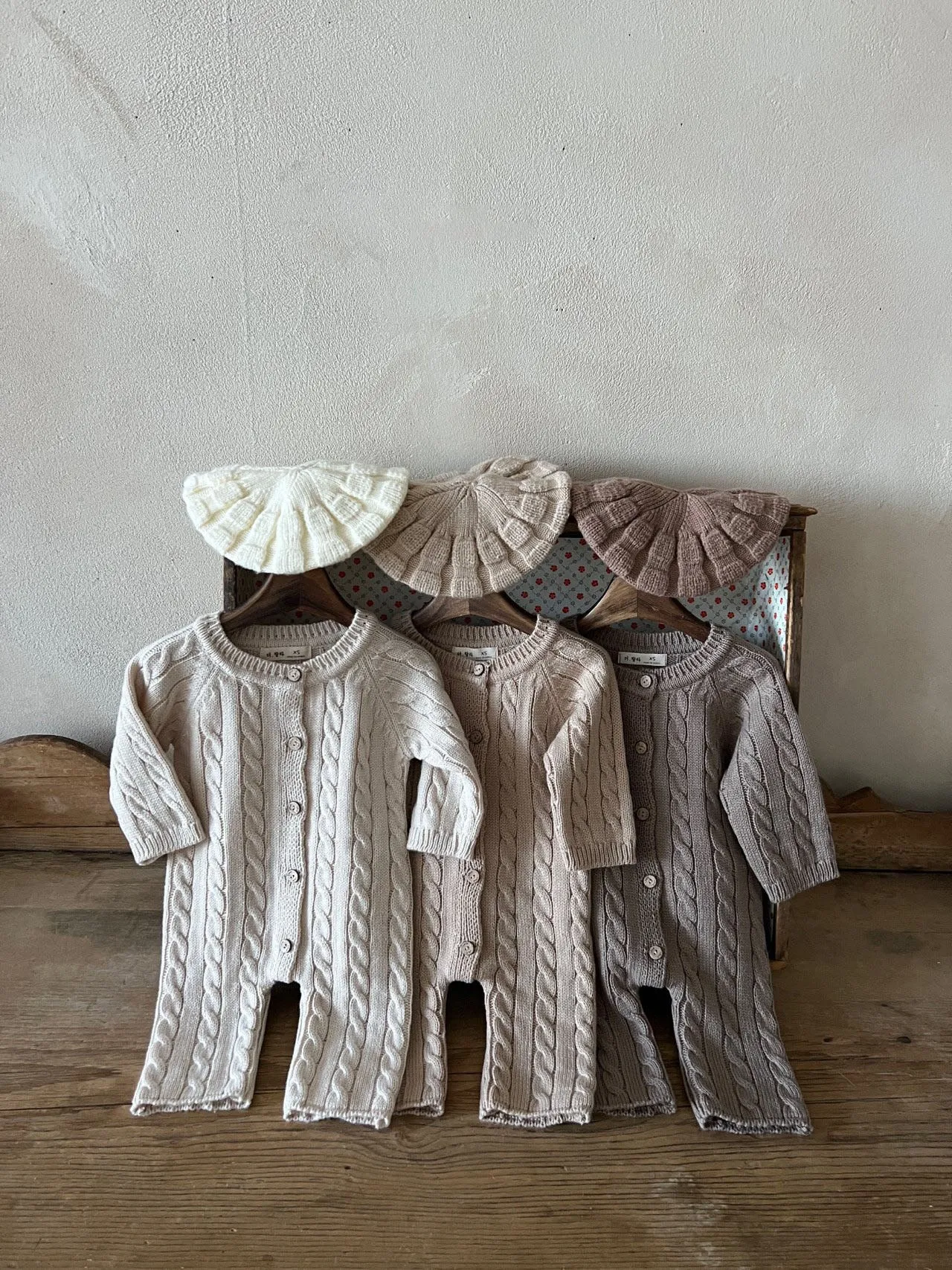 Baby Cable Knit Sweater Long Sleeve Jumpsuit (0-24m) - 3 Colors