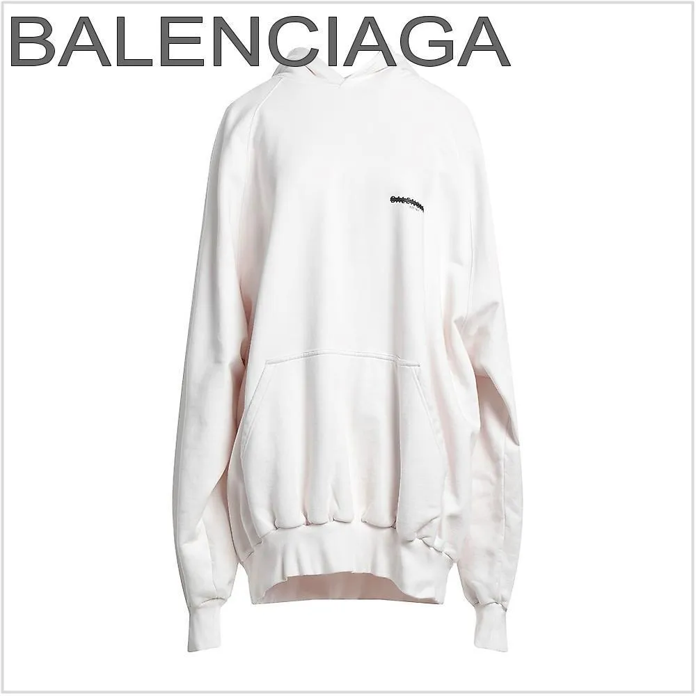 BALENCIAGA  |Long Sleeves Plain Cotton Hoodies & Sweatshirts