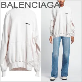 BALENCIAGA  |Long Sleeves Plain Cotton Hoodies & Sweatshirts