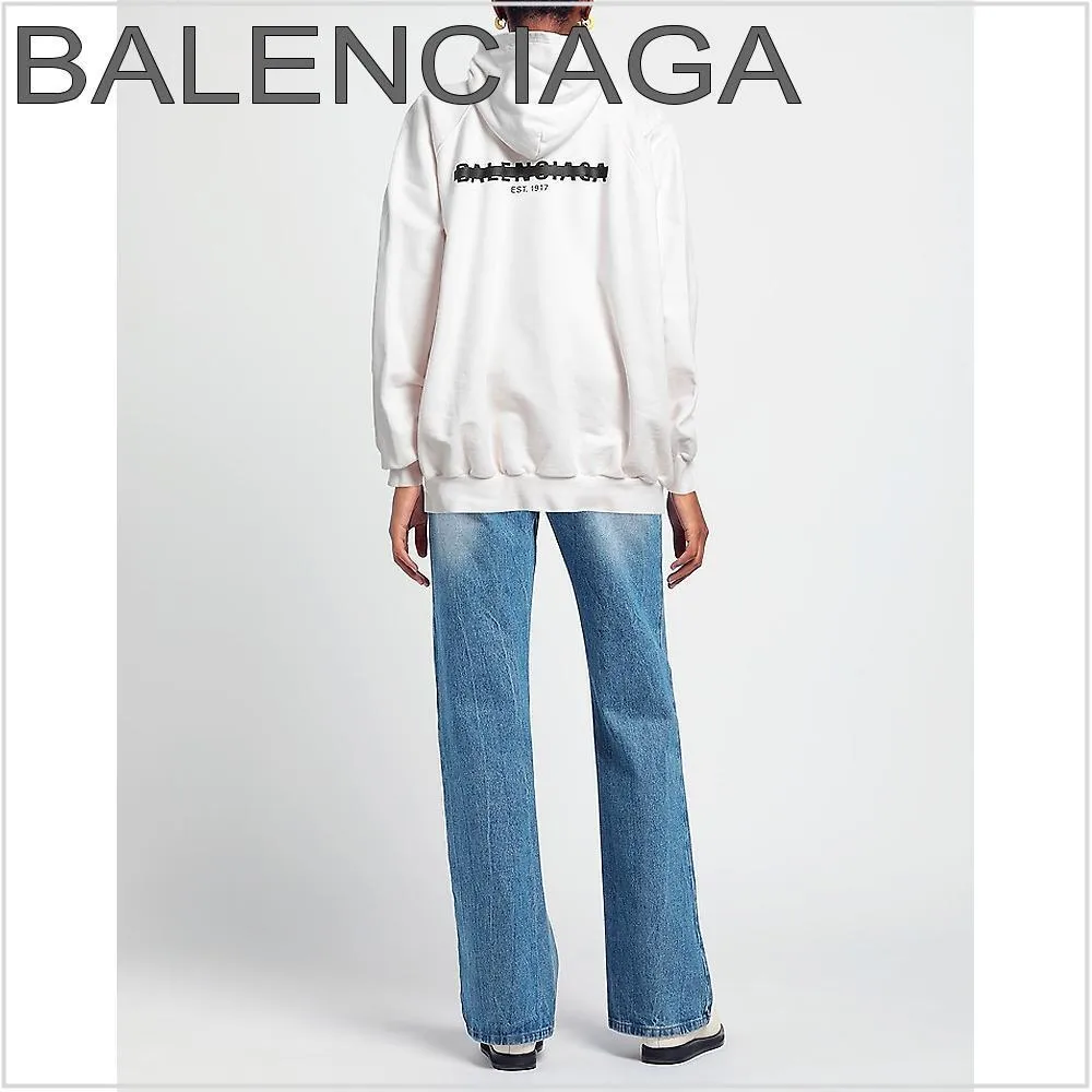 BALENCIAGA  |Long Sleeves Plain Cotton Hoodies & Sweatshirts