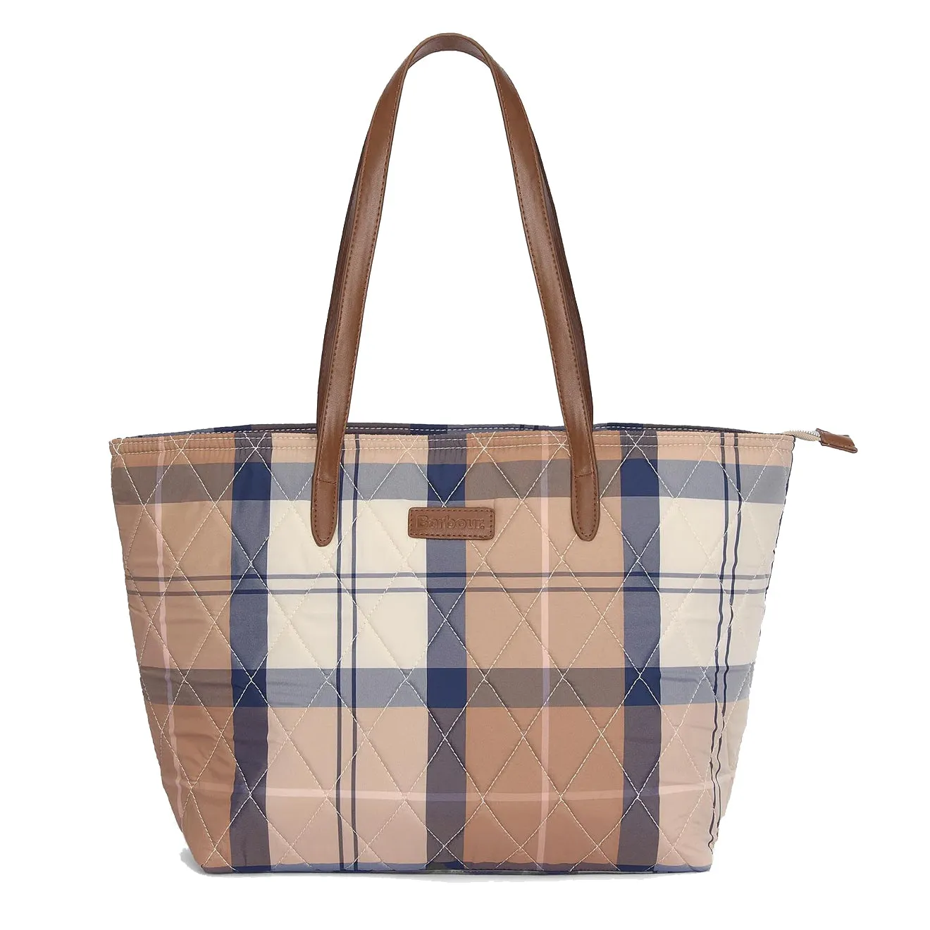 Barbour Womens Wetherham Quilted Tartan Tote Bag Primrose Hessian