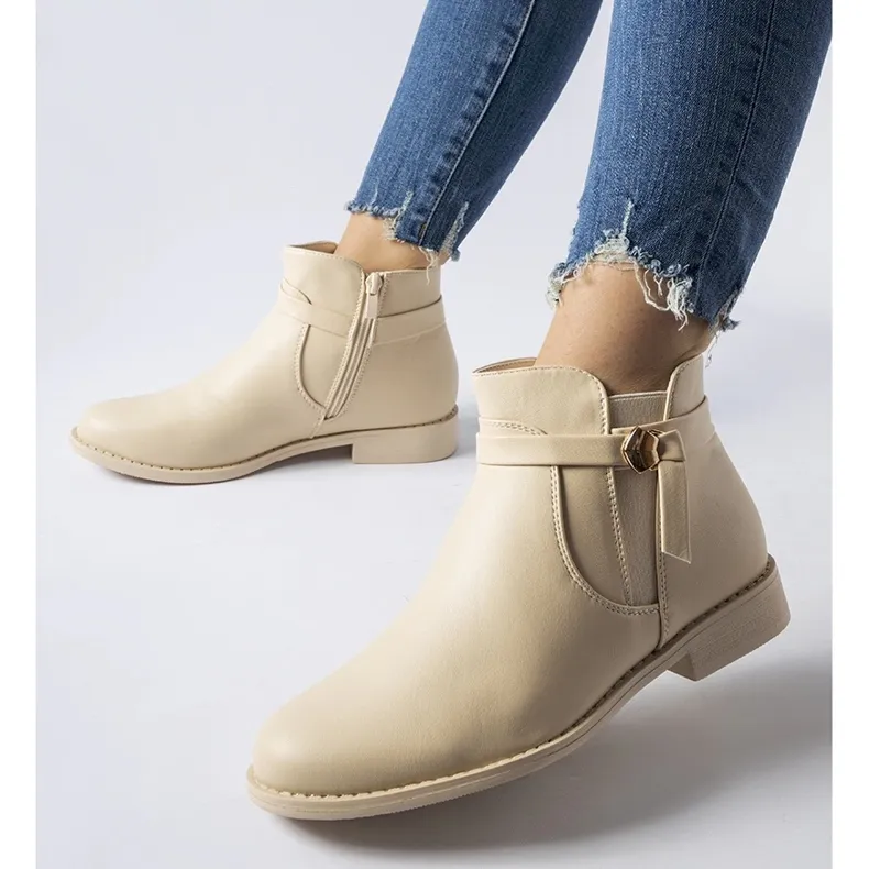 Beige flat insulated ankle boots by Raimondo