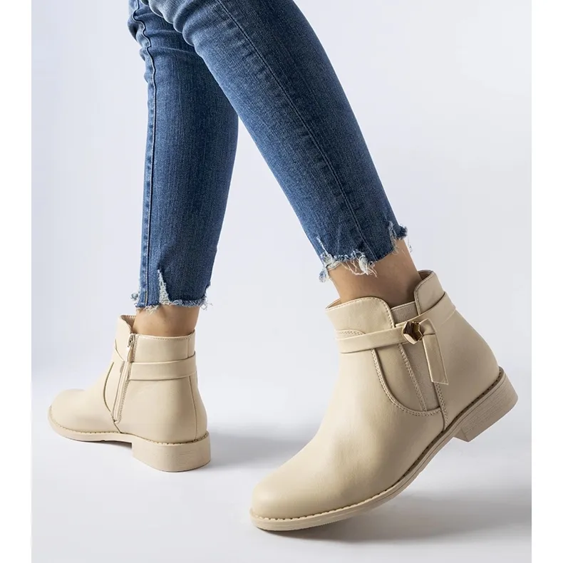 Beige flat insulated ankle boots by Raimondo