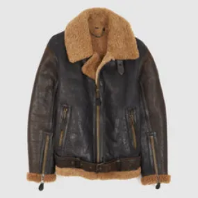 Belstaff Ladies Aviator Shearling Leather Jacket