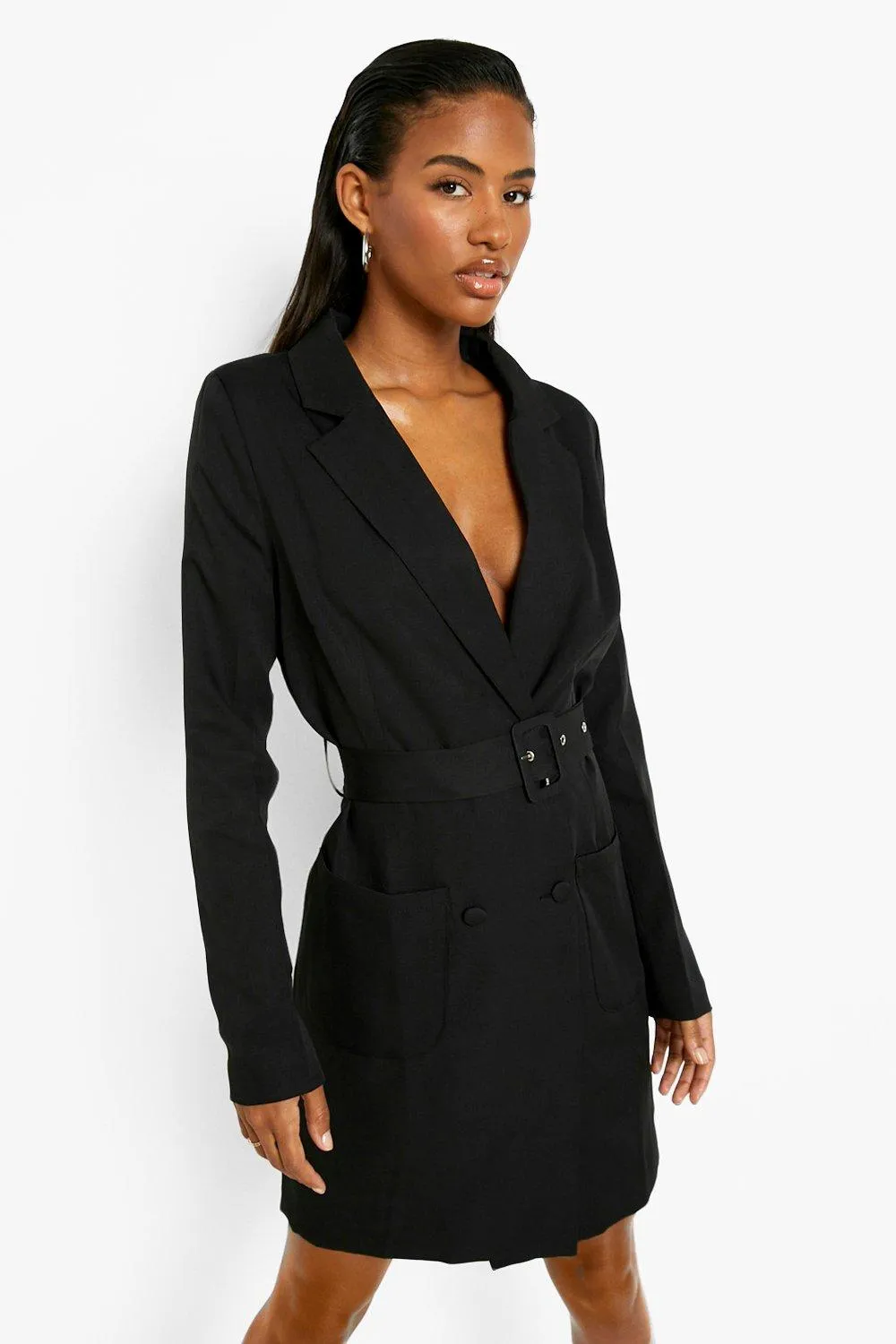 Belted Double Breasted Blazer Dress