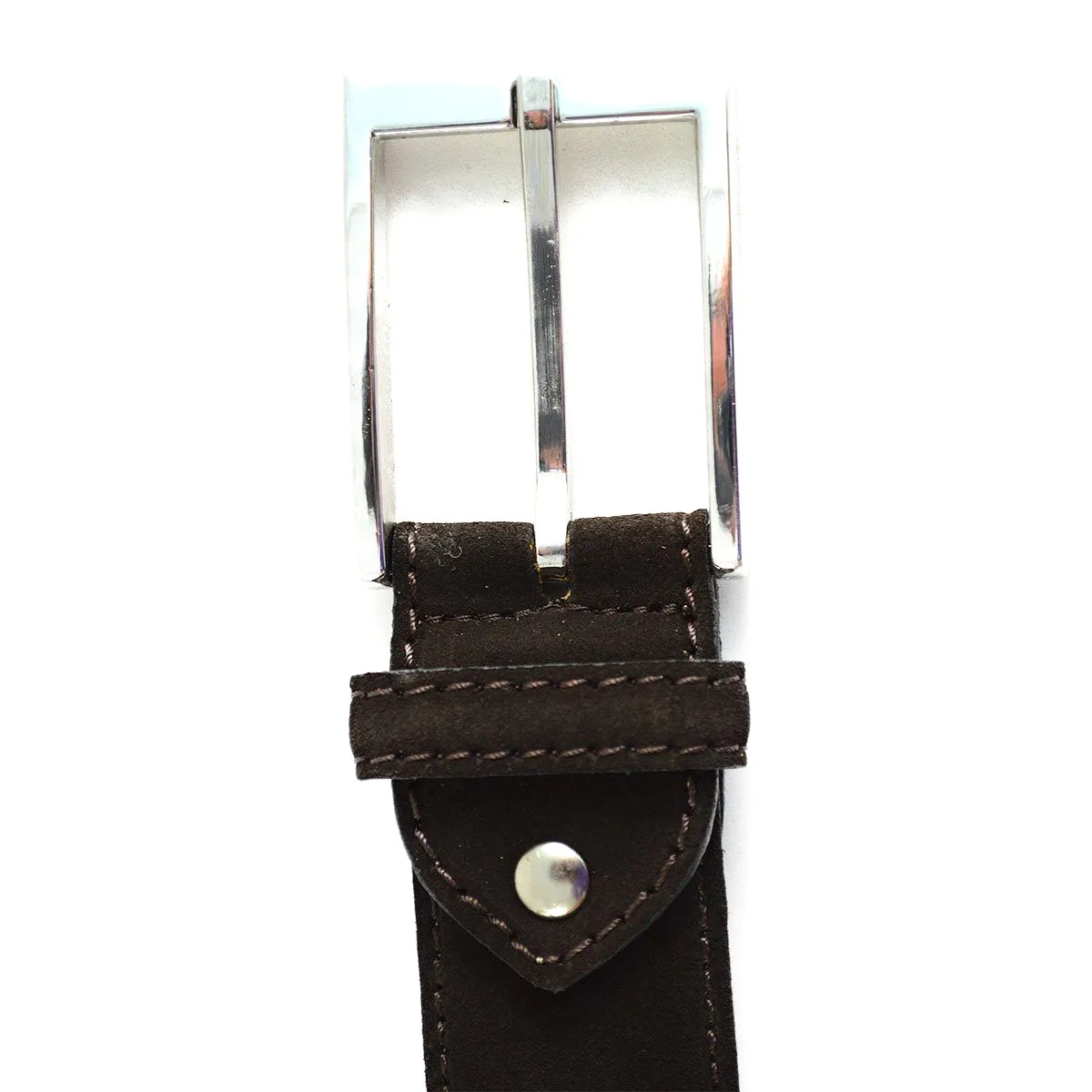 BERWICK 1707 Leather Belt - Dark Brown Suede