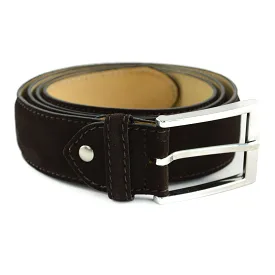 BERWICK 1707 Leather Belt - Dark Brown Suede