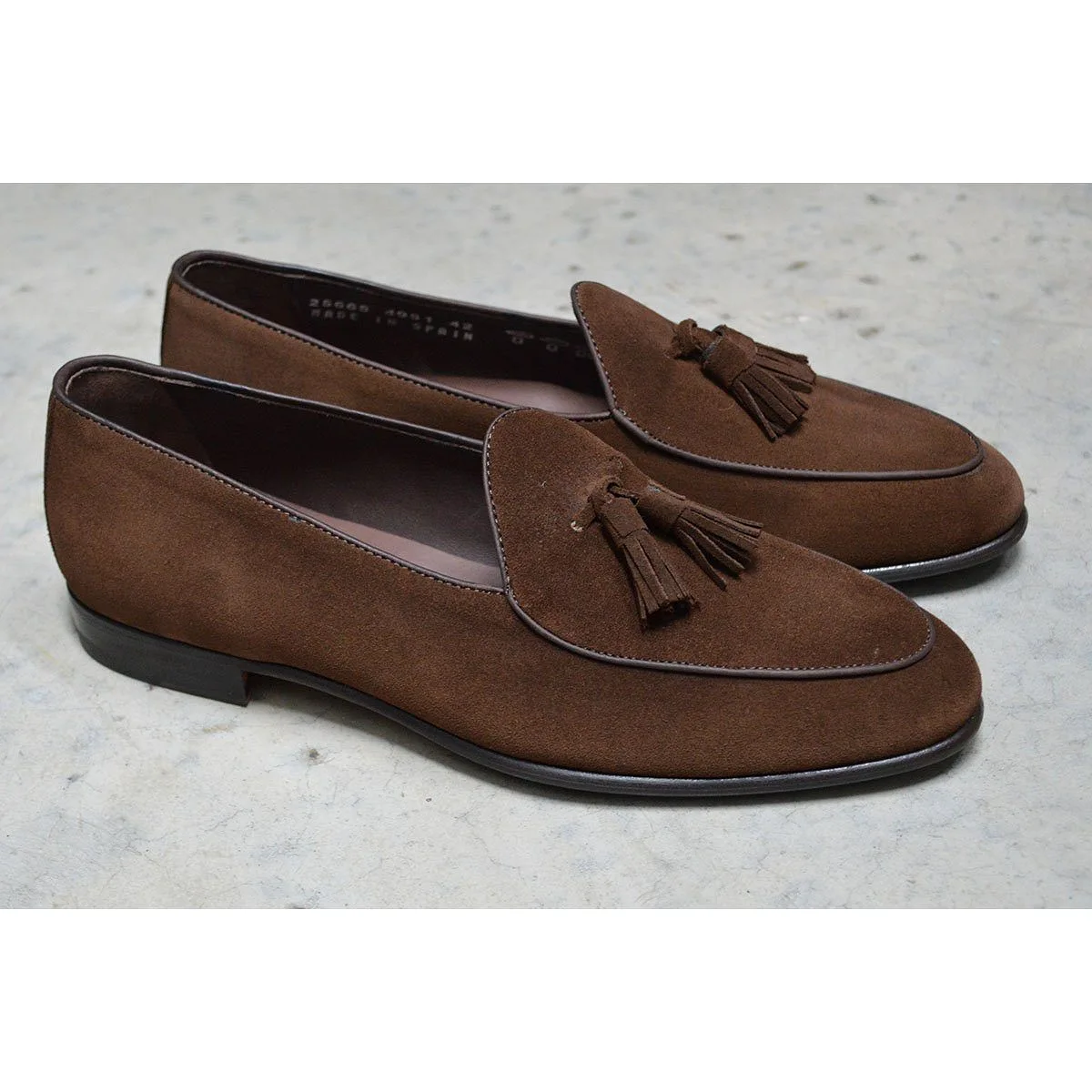 Berwick 1707 Tassel Belgian Loafer (4951)-Dark Brown Suede