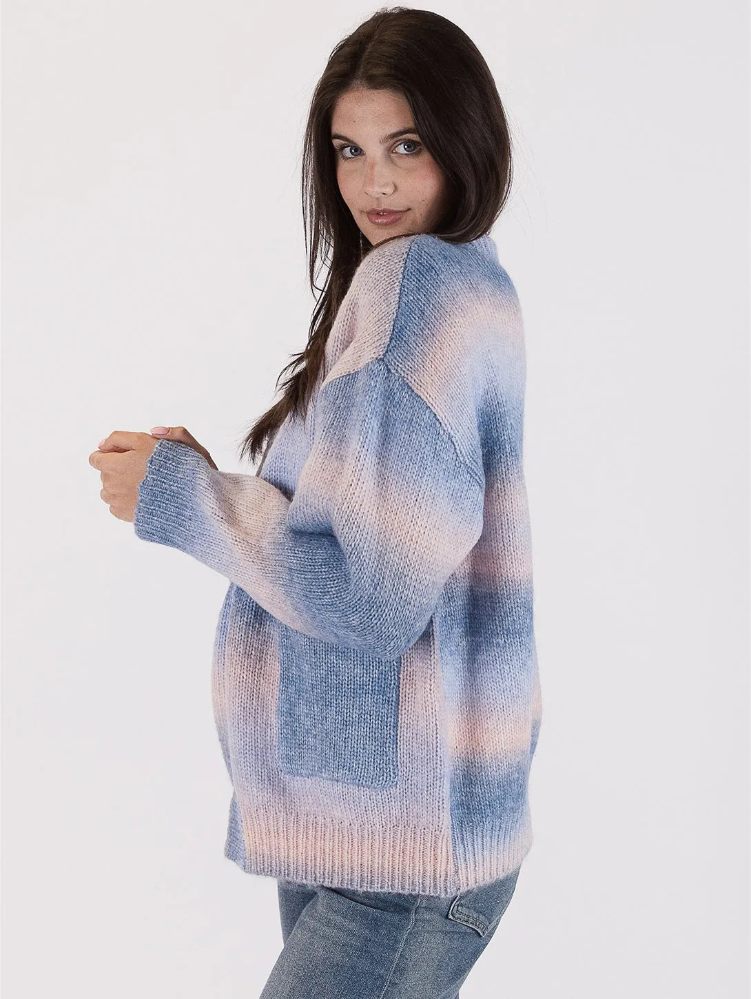 Betsy Ombre Cardigan - Blue Pink