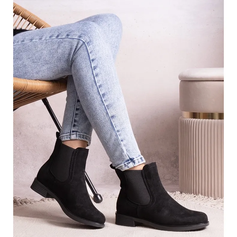 Black Slip-on Ankle Boots by Szamiran