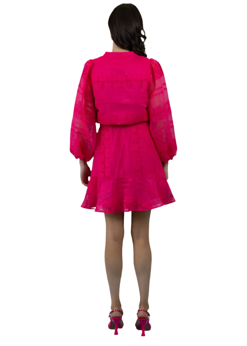 Blair hot pink short organza dress