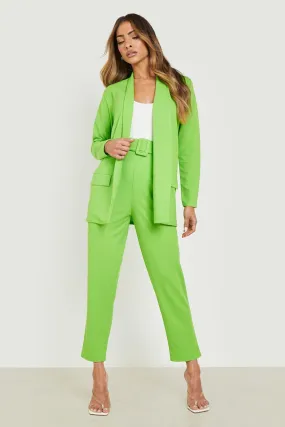 Blazer & Self Fabric Pants Suit Set