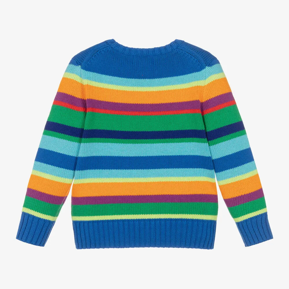 Boys Blue Striped Knitted Sweater