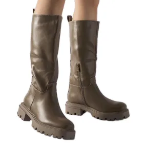 Brown insulated flat boots by Meana