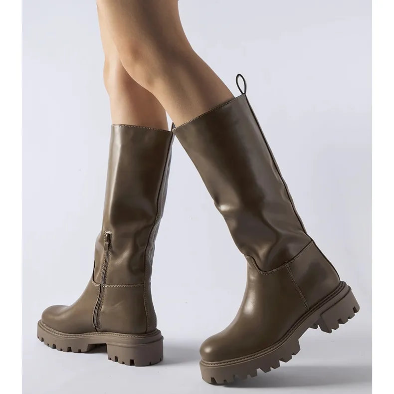 Brown insulated flat boots by Meana