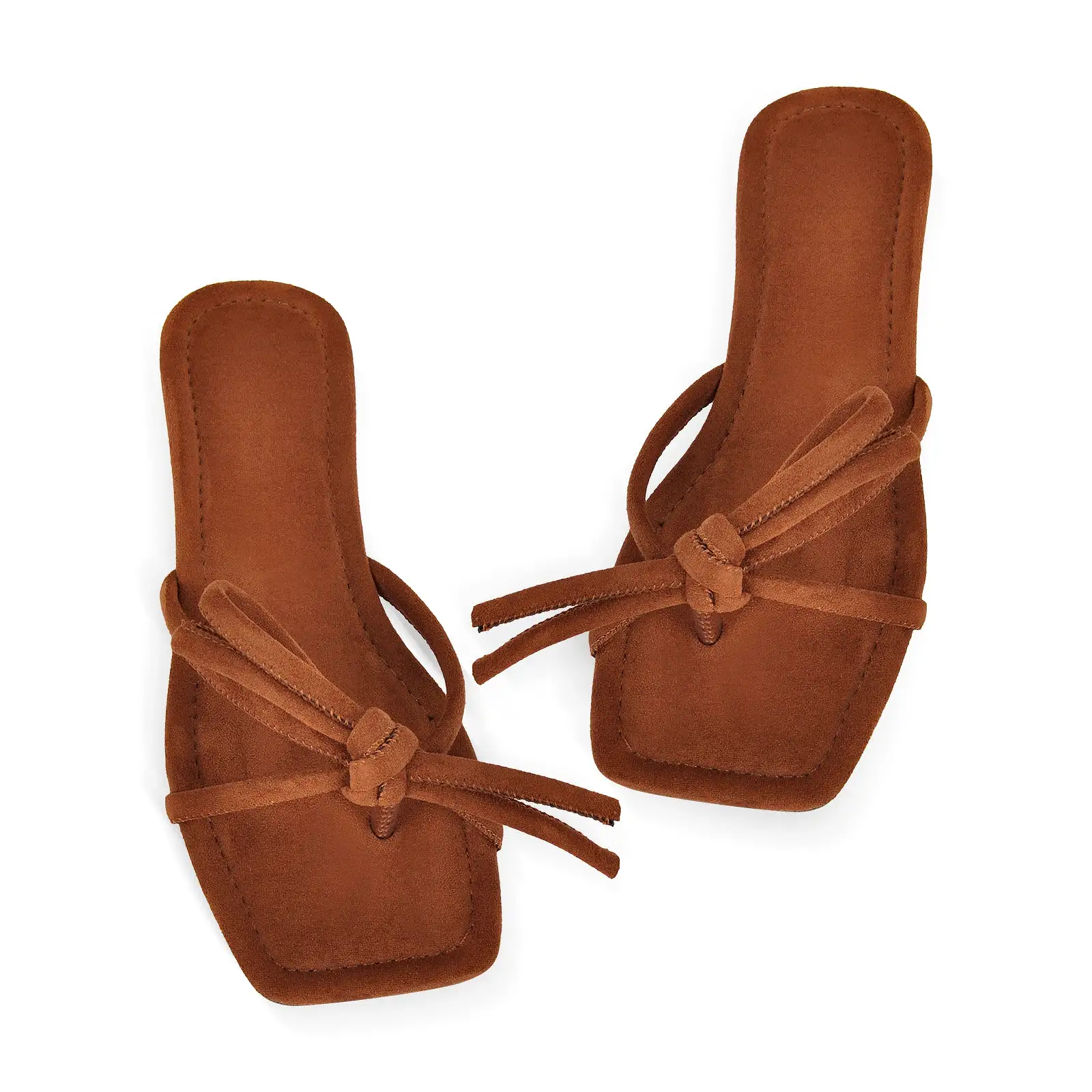 Brown Suede Flip Flops Thong Flats