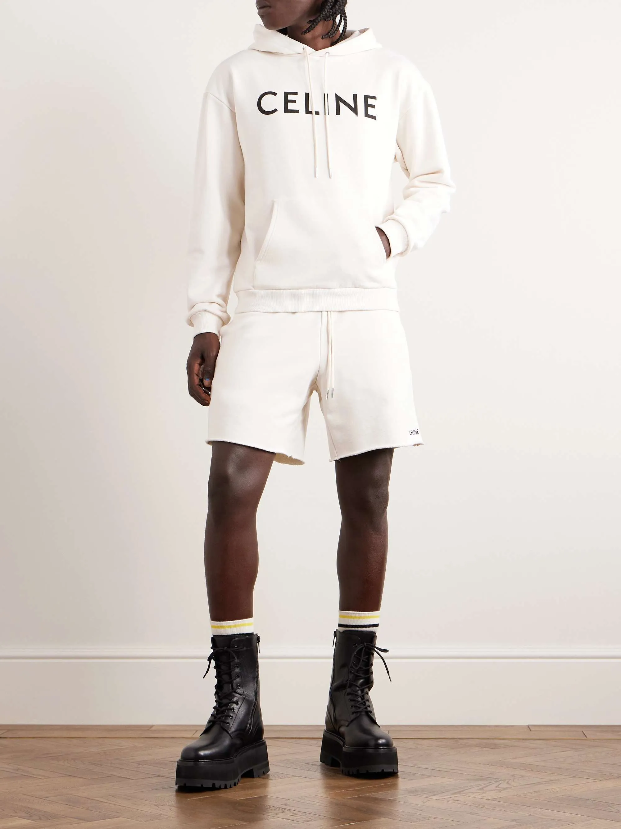 CELINE  |Long Sleeves Cotton Logo Hoodies & Sweatshirts