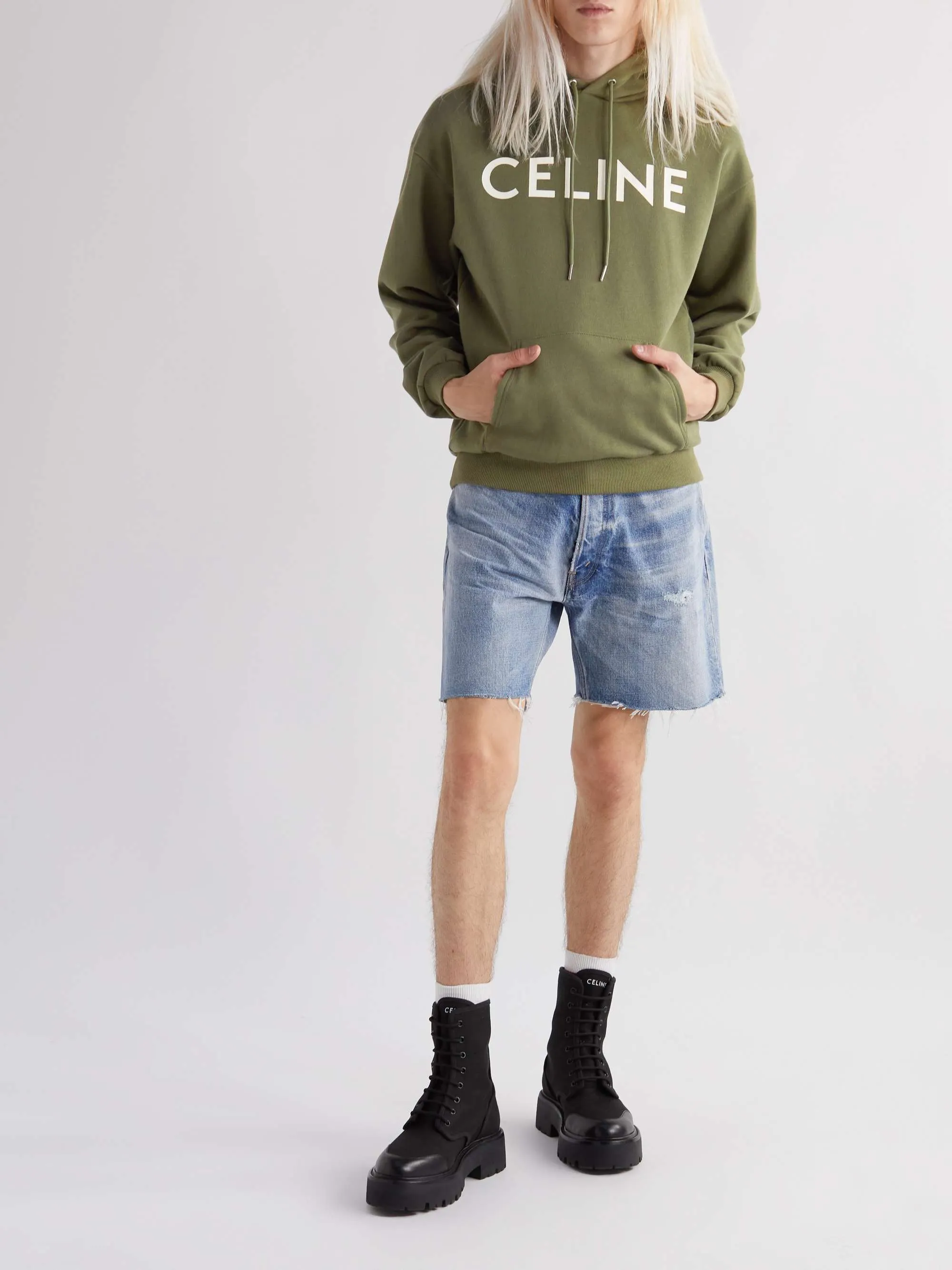 CELINE  |Long Sleeves Cotton Logo Hoodies & Sweatshirts