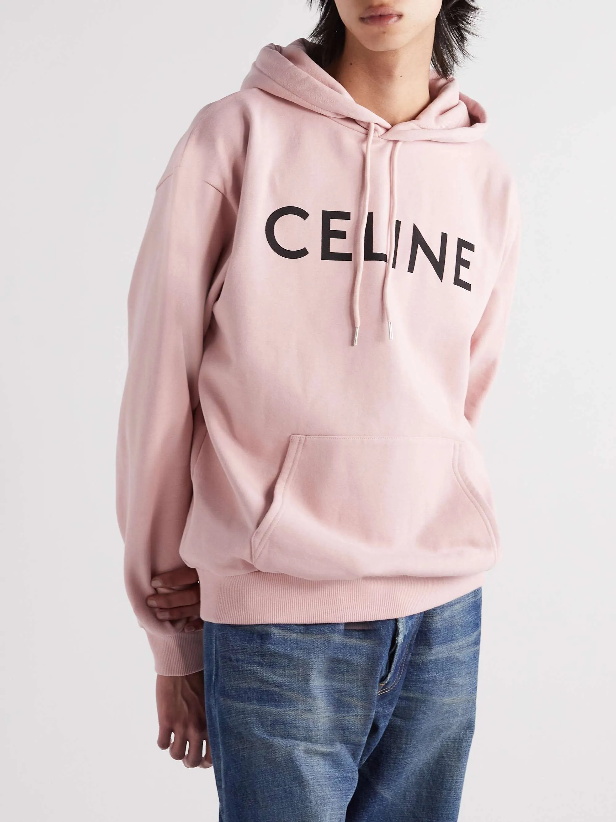 CELINE  |Long Sleeves Cotton Logo Hoodies & Sweatshirts