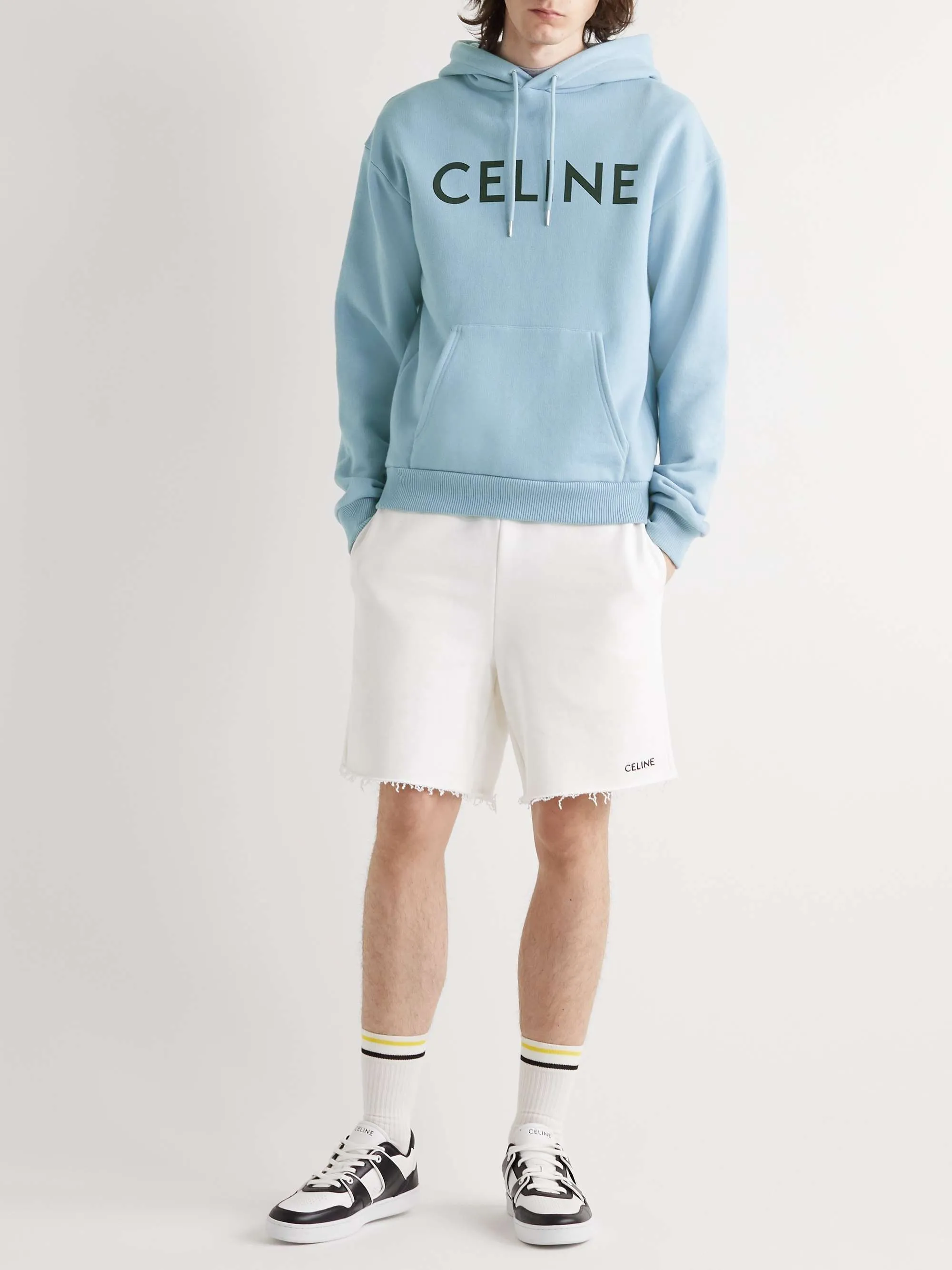 CELINE  |Long Sleeves Cotton Logo Hoodies & Sweatshirts