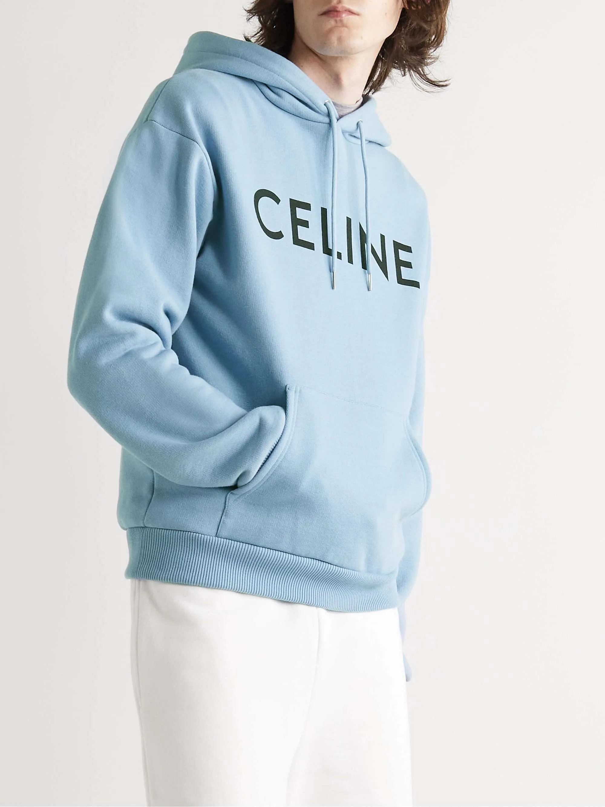 CELINE  |Long Sleeves Cotton Logo Hoodies & Sweatshirts