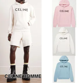 CELINE  |Long Sleeves Logo Hoodies & Sweatshirts