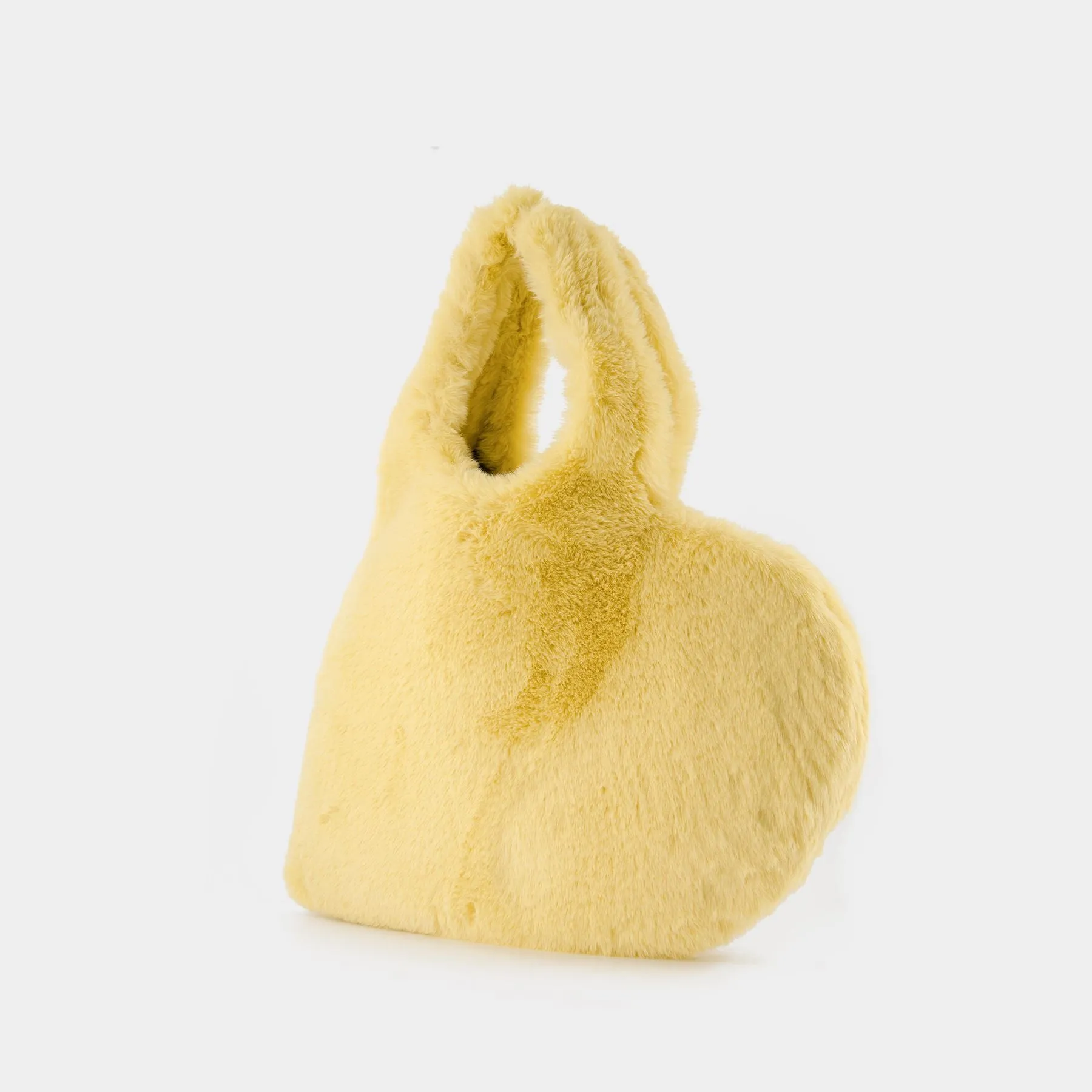 Coperni  Heart Tote Bag in Yellow Faux Fur