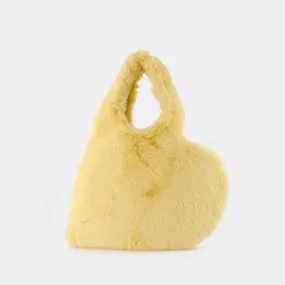 Coperni  Heart Tote Bag in Yellow Faux Fur