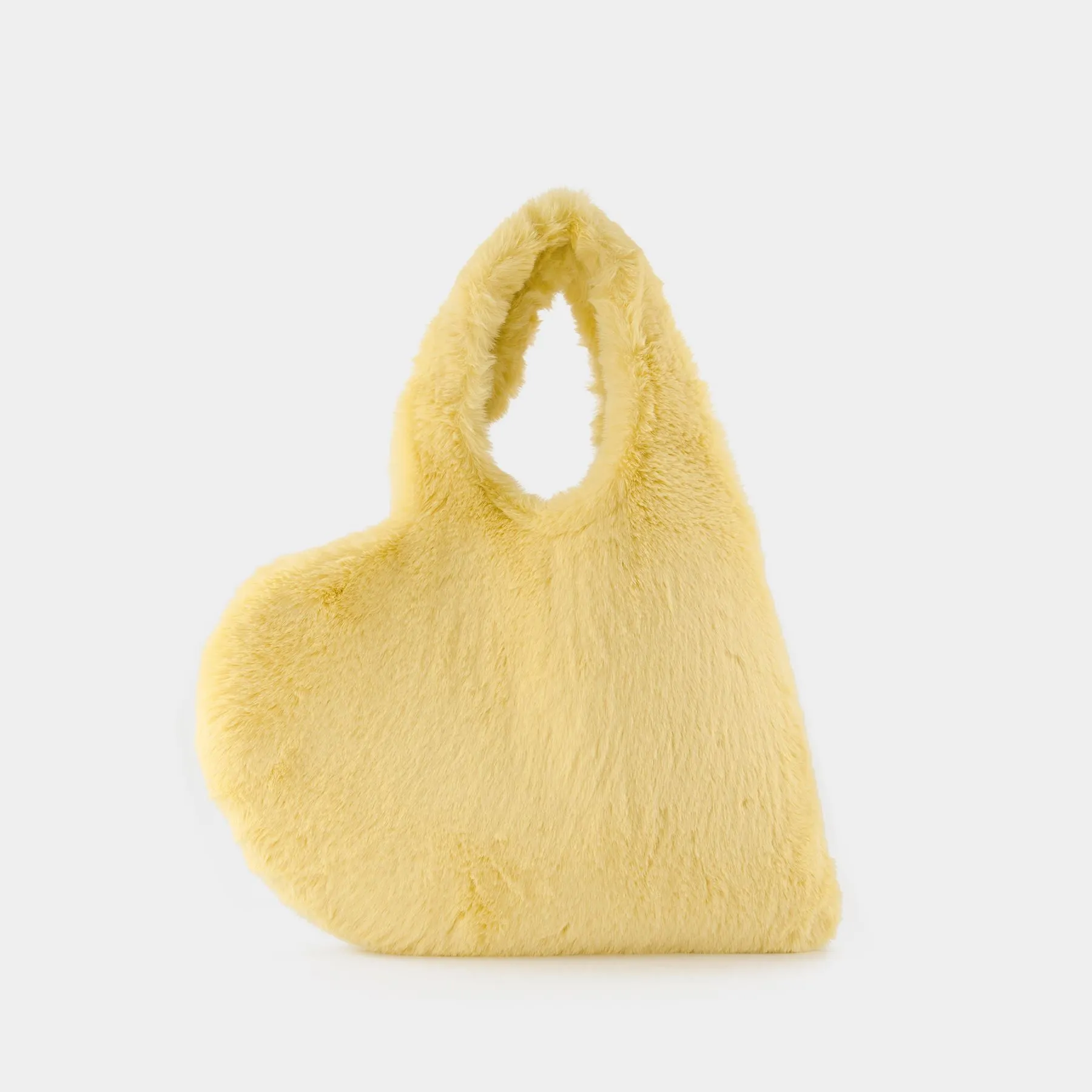 Coperni  Heart Tote Bag in Yellow Faux Fur