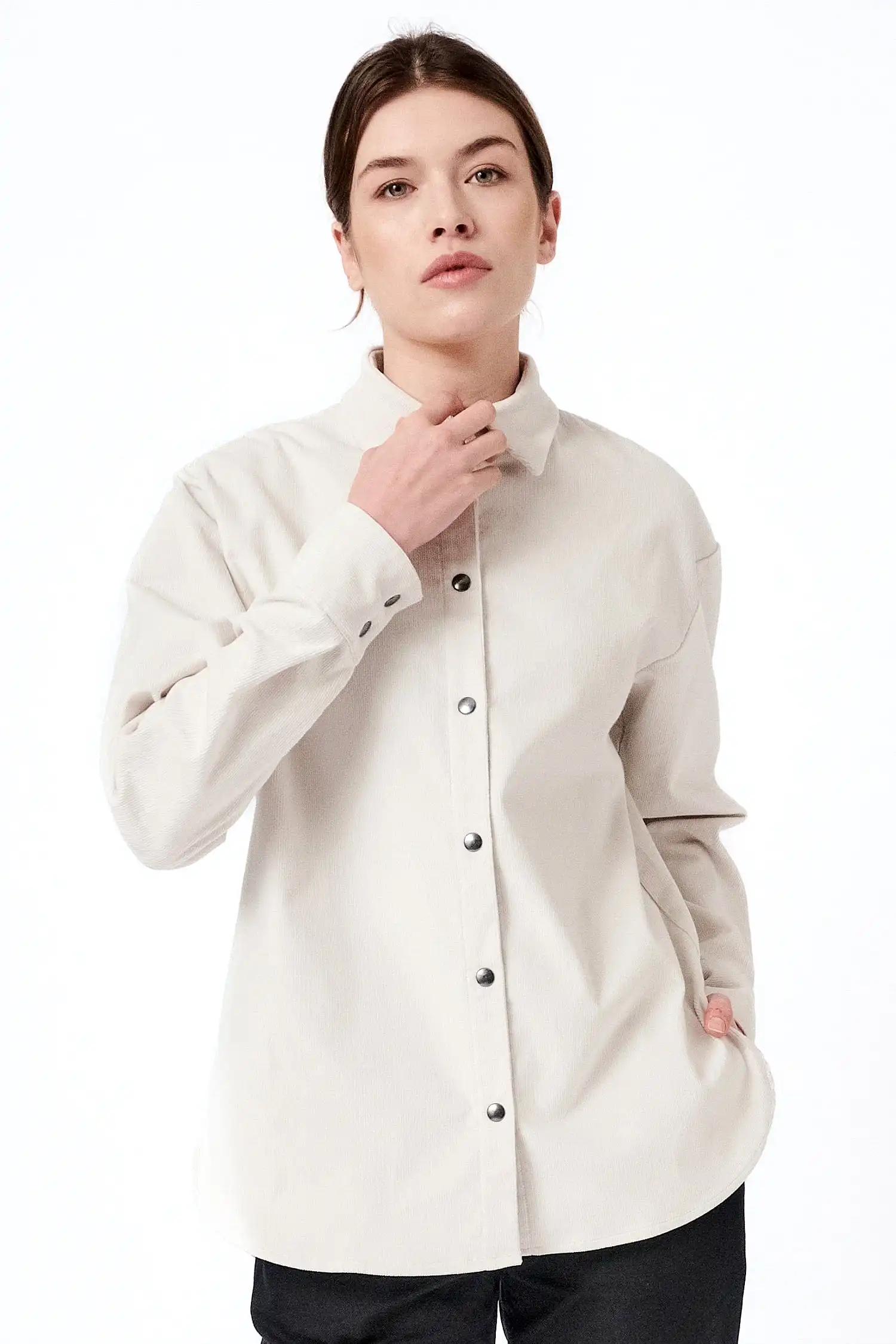 Corduroy Organic Cotton Shirt | White Stone