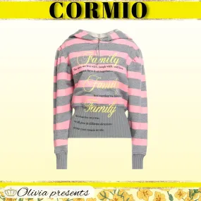 CORMIO  |Stripes Long Sleeves Cotton Hoodies & Sweatshirts