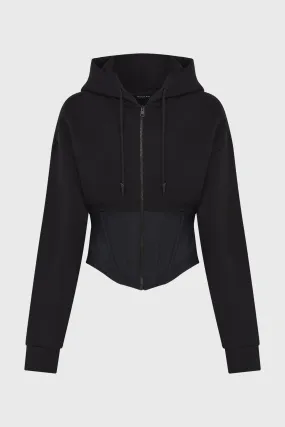 CORSETED HOODIE BLACK MENS