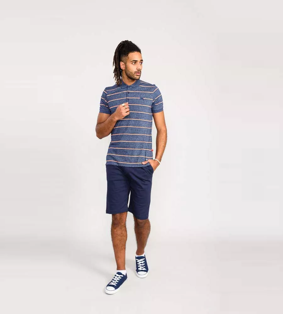  D555 Mens Jersey Polo Shirt With Full Stripe (HUMBER)