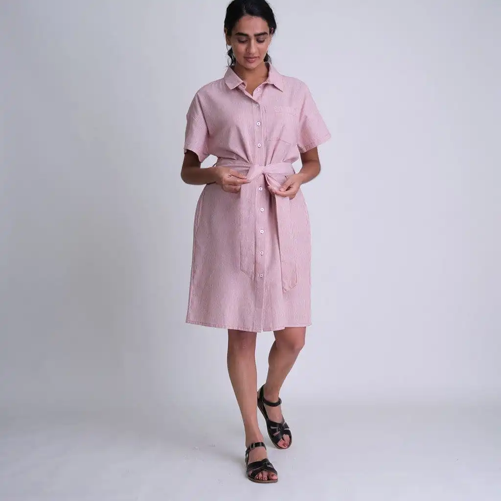 Dahlia Cotton Shirt Dress | Rust Stripe