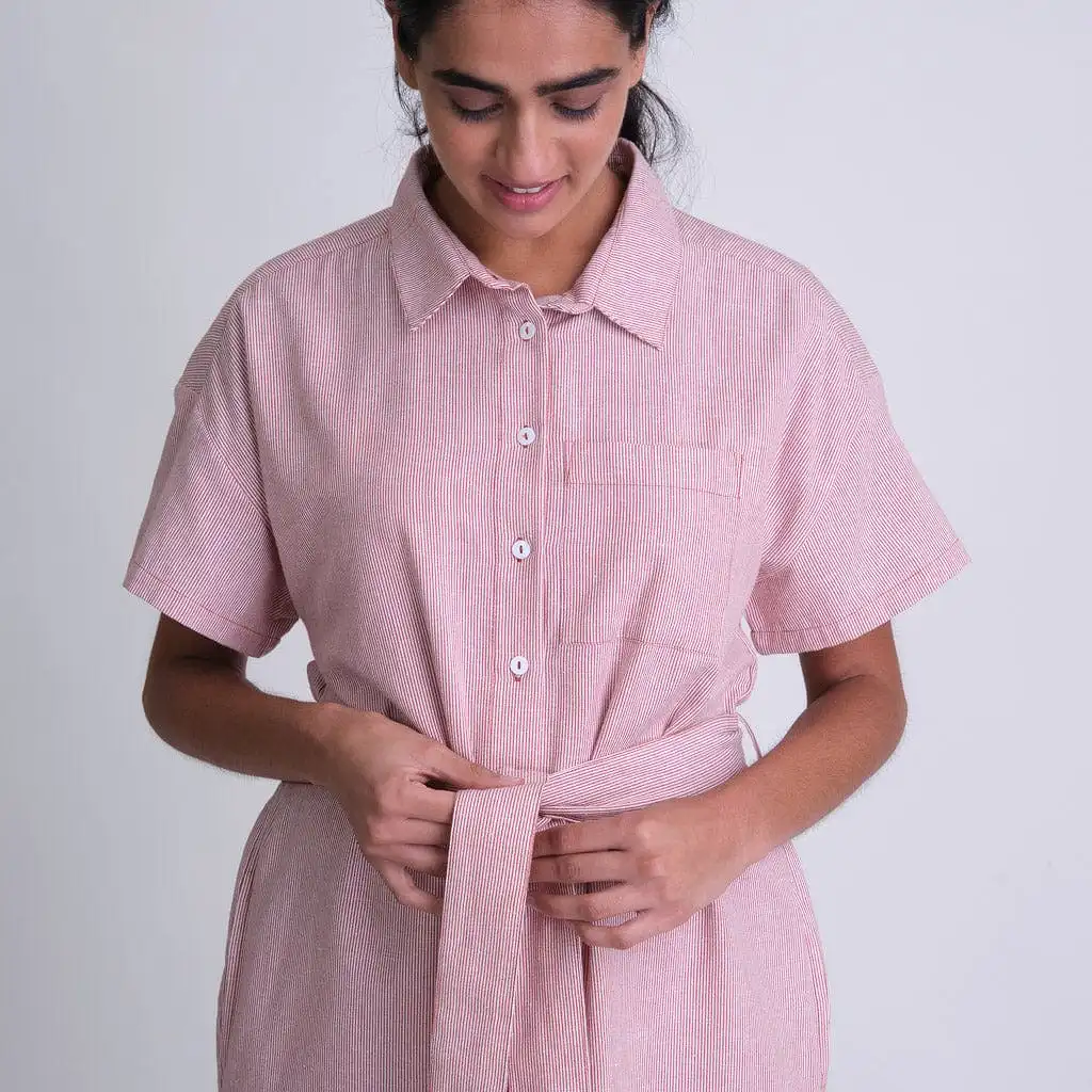 Dahlia Cotton Shirt Dress | Rust Stripe